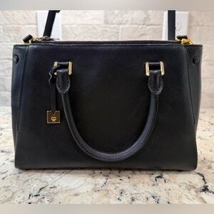MCM EUC Nuovo Black Leather Satchel w/Gold Hardware